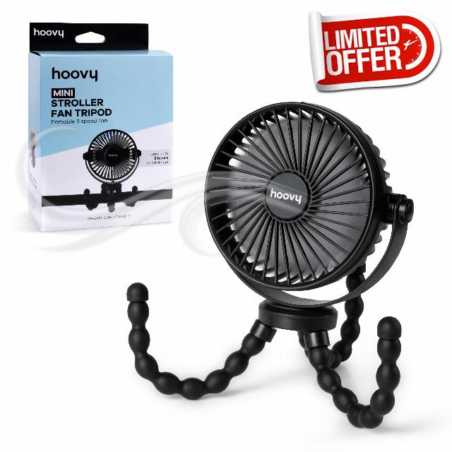 Hoovy Stroller Fan with Flexible Tripod Legs – Portable Rechargeable Baby Fan