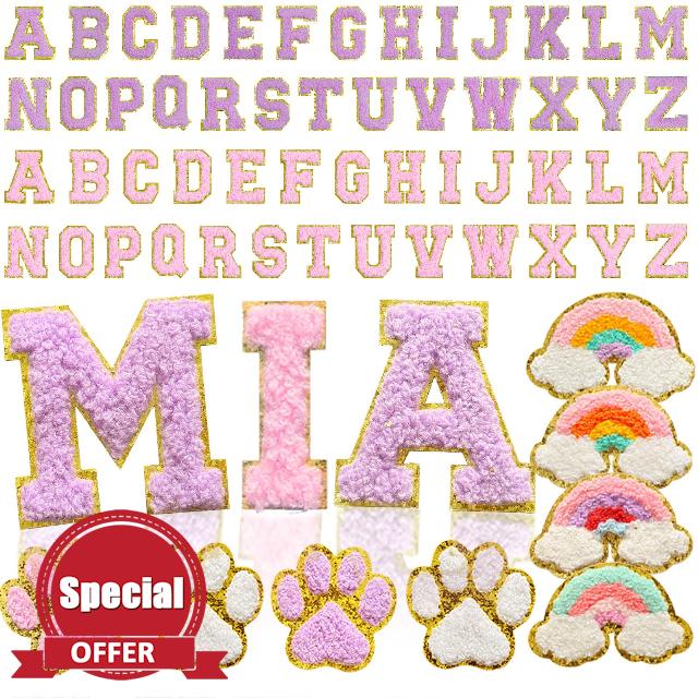 60 PCS Chenille Letter Patches Self Adhesive