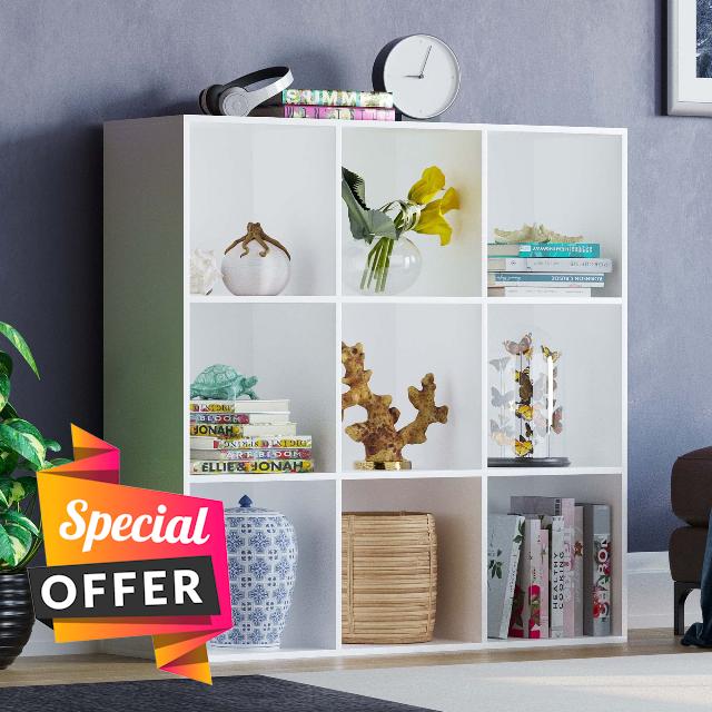 Vida Designs Durham Cube Bookcase Storage Organiser Living Room Bookshelf Home Office Furniture (9 Cube