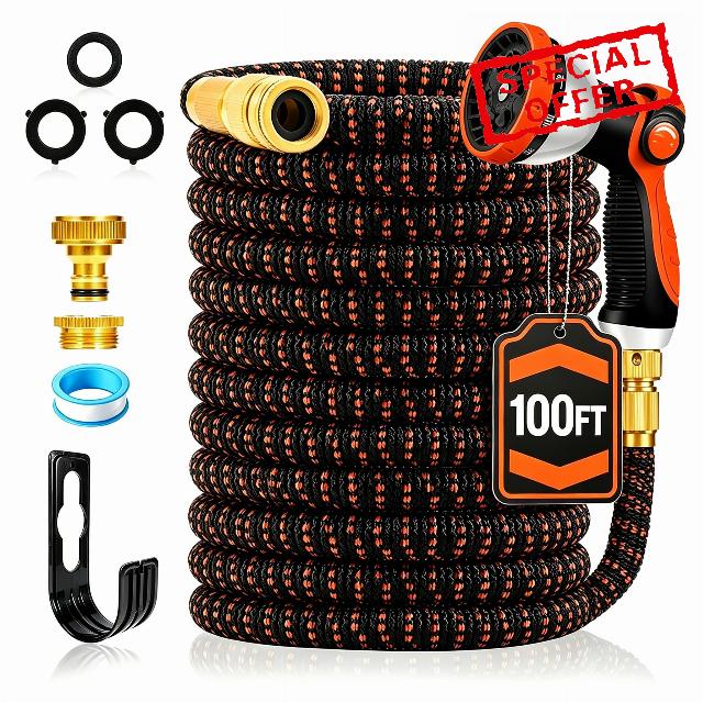 Yofidra Hose Pipe 100FT Expandable Garden Hose with 10 Functions Spray Gun | Flexible Water Hose with 3/4" & 1/2" Connectors