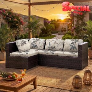 LiveGo Patio Stretch Sofa Cushion Cover Outdoor Cushion Cover Replacement Patio Furniture Cushions Couch Slipcovers Chair Seat Cover Soft Flexibility Protector (8