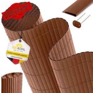Sol Royal PVC Garden Screening Triple Reinforced Balcony Privacy Screen | 100x500cm brown weatherproof UV-resistant outdoor fence incl. clips and cover strip mat P12