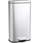 Clevich 50L Kitchen Bin, Stainless Steel Rubish Bin, Pedal Can with Soft-Close Lid, Foot Pedal, R...