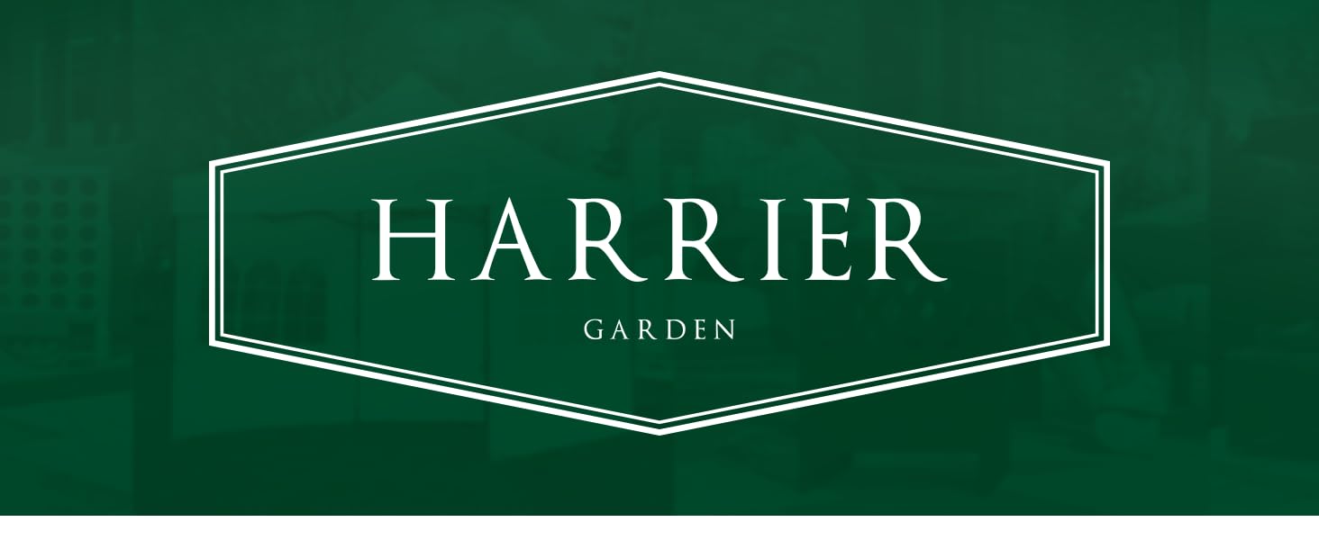 Text reads 'HARRIER' in serif font on green rectangular banner with decorative border elements.