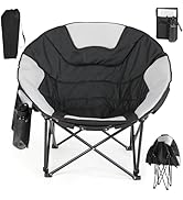 Clevich Folding Moon Chair, Camping Chair with Cotton Padded Seat, Headrest, Portable Garden Chai...