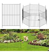 The Fellie 10 Panels Decorative Garden Fence with Gate - 81cm H, Black | No Dig Dog Fence Outdoor...