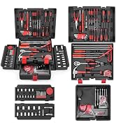 Sundpey cordless drill set with yellow-black 21V drill, three batteries, charger, multiple drill bits and accessories displayed with product box.