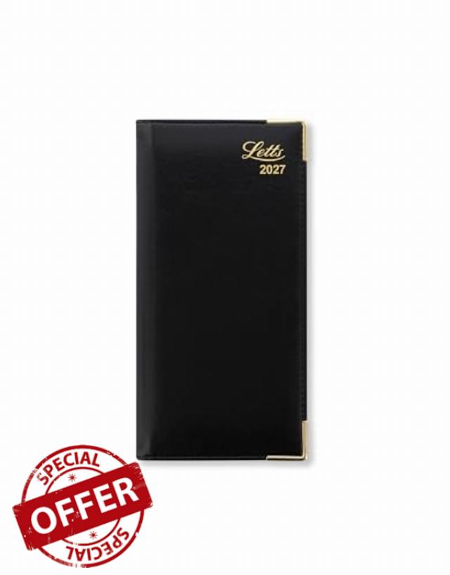 Letts of London Lexicon Slim vertical (landscape) week to view with appointments 2027 diary - Black 27-TL3SBK