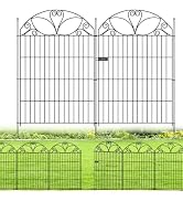 The Fellie Decorative Metal Garden Fence Panels 101 cm High, Black | 5 Pack No-Dig Rustproof Gard...