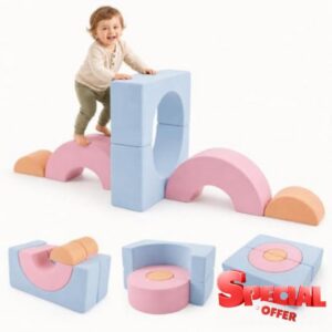 GYMAX 6 Pieces Soft Play Equipment for Toddlers
