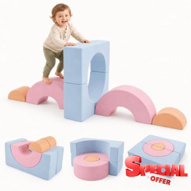 GYMAX 6 Pieces Soft Play Equipment for Toddlers