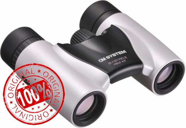 OM SYSTEM 8x21 RC II Binoculars - Compact Lightweight Pocket Bird Watching                                                          Multi-Coated Pearl White Optics with UV Protection