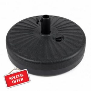 Alfresia Round Plastic Parasol Base - 22-Litre Heavy Duty Base - Secure Fillable Plastic Umbrella Base for Patio