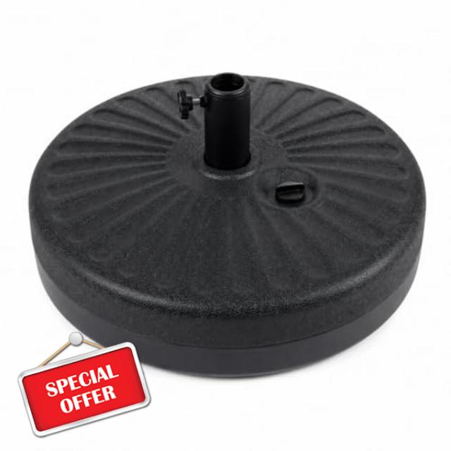 Alfresia Round Plastic Parasol Base - 22-Litre Heavy Duty Base - Secure Fillable Plastic Umbrella Base for Patio