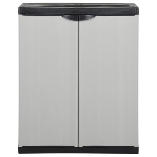 Outdoor Plastic Tool Cabinet Grey and Black 68x40x85 cm
