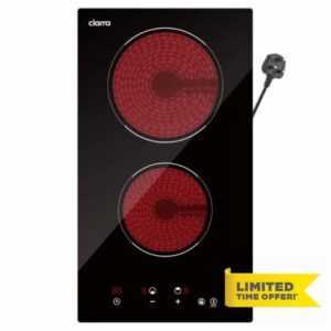 CIARRA Plug-in Ceramic Hob 2 Zones with 13A UK Plug 2900W CBBCH292T                                                          Built-in Electric Hob 2 Ring Ceramic Cooktop 9 Power Levels 99 Min Timer Child Lock Residual Heat Indicator Black Glass