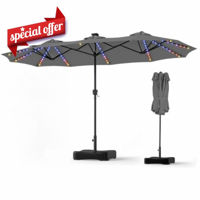 TANGZON 4.4 m Large Twin Patio Umbrella with Garden Parasol Base