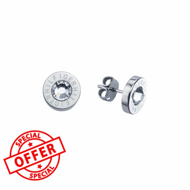 Tommy Hilfiger Jewelry Women's Stainless Steel Earrings Embellished with Crystals