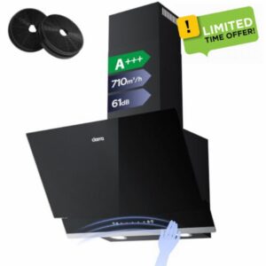 CIARRA 60cm Black Angled Cooker Hood