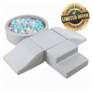 Dekko Soft Play Set 5Pc PU Leather Foam Blocks Climbing Sliding Indoor Grey                                                          EPE Foam