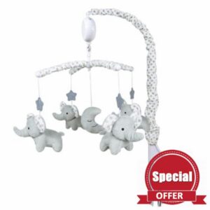 Crib Mobile - Plush Elephant Mobile Single Piece Musical Soothing | High Contrast Mobile Adorable Animals Nursery Decor