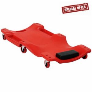 DURHAND Mechanic Vehicle Creeper Under Car Repair Padded Headrest Red | Rolling Moulded Workshop Garage Assistance