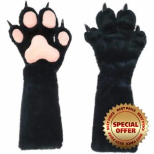 Long Plush Furry Animal Paw Gloves