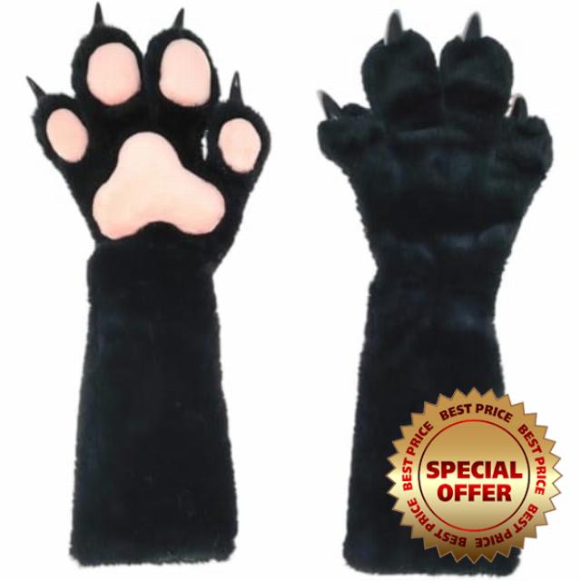 Long Plush Furry Animal Paw Gloves