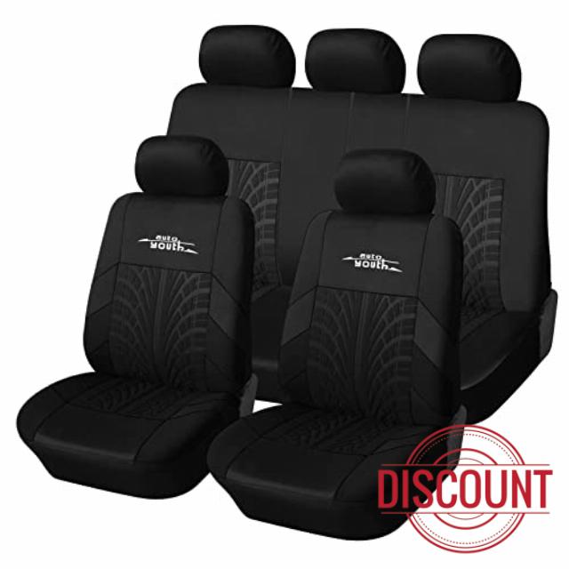 AUTOYOUTH Car Seat Covers Universal Fit Full Set Car Seat Protectors Tire Tracks Car Seat Accessories (Black)