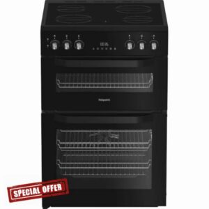 Hotpoint HDE6VDB1 600mm Double Electric Oven Ceramic Hob Black           [Energy Class A]