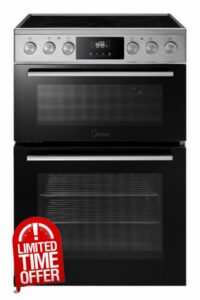 Midea MFO24EME4R118-SS 60cm Wide Double Oven Electric Cooker with Ceramic Hob - Stainless Steel - A Rated           [Energy Class A]