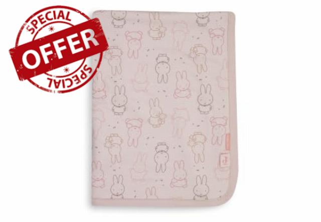 Jollein Baby Blanket - 75 x 100 cm - Cotton - for Baby Cradle - Oeko-Tex Certified - Miffy Moments Silk Rose