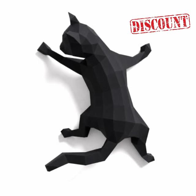 Yona DIY Black Climbing Cat 3D Papercraft Kit with Pre-Cut Pieces