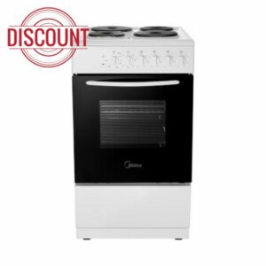 Midea 50cm Freestanding Electric Cooker - 52L Single Cavity Oven with 4 Solid Plate Hobs
