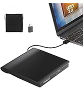 ORIGBELIE External DVD Drive, USB 3.0 External DVD Burner with RJ45 Ethernet Adapter, ...