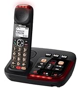 Panasonic KX-TGU433EB Digital Cordless Landline Phone with Answering Machine, Base Unit & 3 Hands...