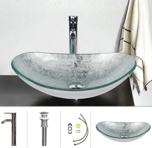 Cabinet Counter Top Sink with Faucet Pop-up Drain and Water Pipe for Vanity Cabinet Cloakroom
