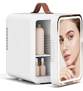 ARTETHYS Mini Fridge for Bedrooms 4L Skincare Beauty Fridge with LED Mirror Compact Car Fridge fo...