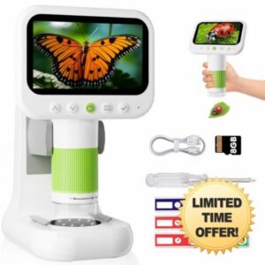 4.3" HD Screen Kids Digital Microscope 1000X                                                          Durable ABS 4.3" HD kids microscope with 1000X zoom for STEM outdoor learning