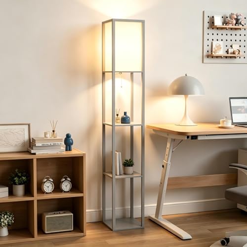 Standard Tall Lamps for Living Room | Standing Lamps with 3-Tier Storage Shelf
