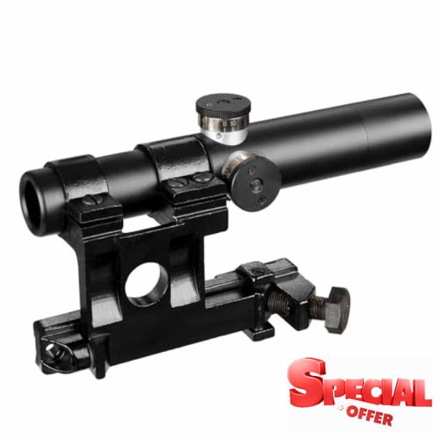 3.5x20 Optical Rifle Scope with Iron Scope Riser Mount - 3-Post Reticle