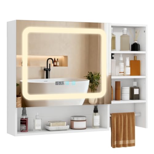 80x60cm Bathroom Wall Cabinet with Light | LED Mirror Cabinets with Demister