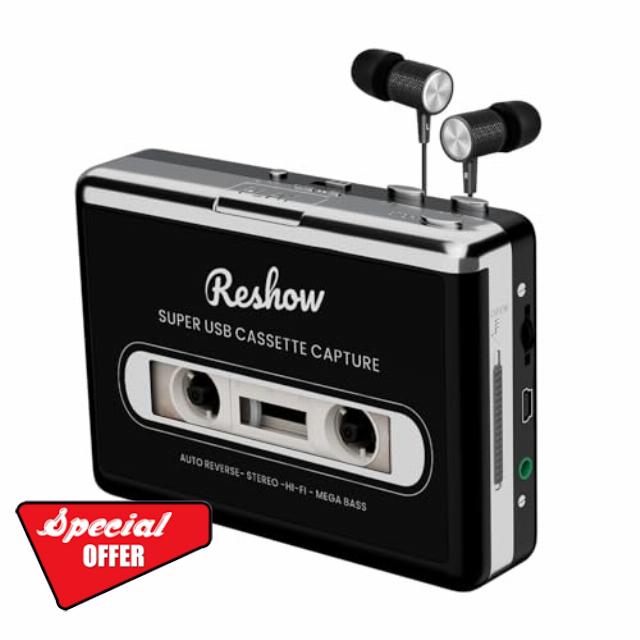 Reshow Portable Tape Player with Headphones