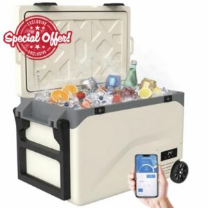 Outsunny 42.5L Compressor Car Fridge Freezer App Control 12V/240V Coffee           [Energy Class C]                                                  Camping Refrigerator