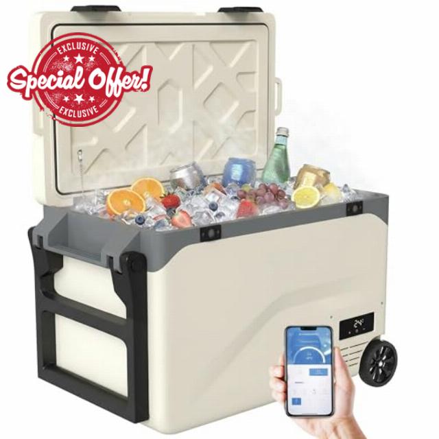 Outsunny 42.5L Compressor Car Fridge Freezer App Control 12V/240V Coffee           [Energy Class C]                                                  Camping Refrigerator