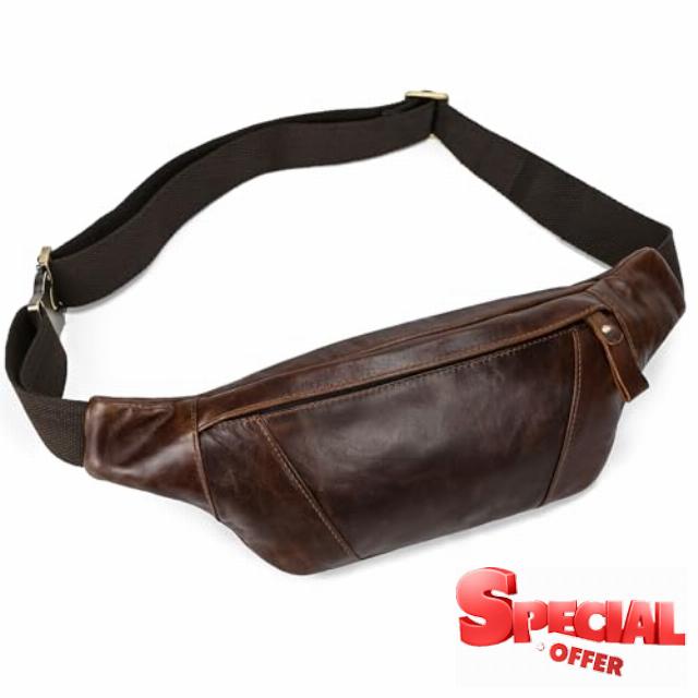 Genuine Leather Fanny Pack for Women & Men                                                          Crossbody Waist Pack