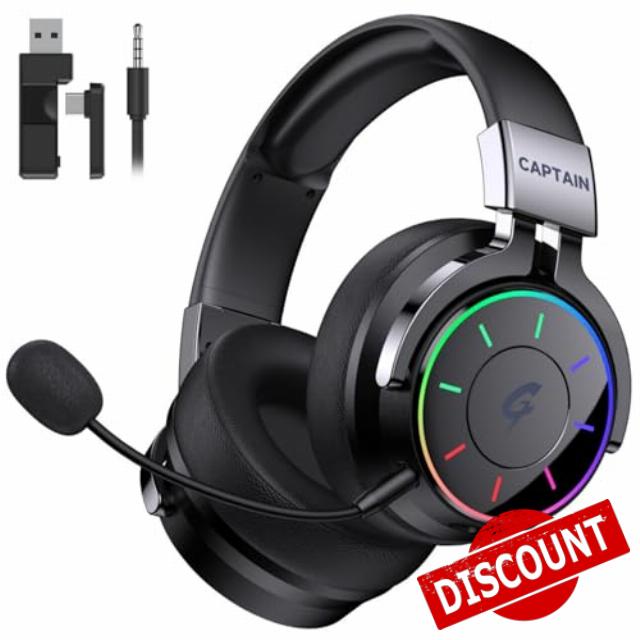 Gvyugke 2.4GHz Wireless Gaming Headset for PC PS5 PS4 Switch Mac                                                          Gaming Headphones with Bluetooth 5.4 and 3.5mm Wired