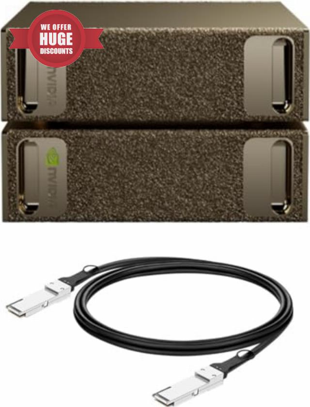 NVIDIA DGX Spark™ 2 Pack with Cable Bundle - Personal AI Desktop Supercomputer – Desktop GB10 Grace Blackwell Chip