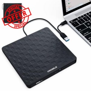 ORIGBELIE External CD DVD Drive for Laptop