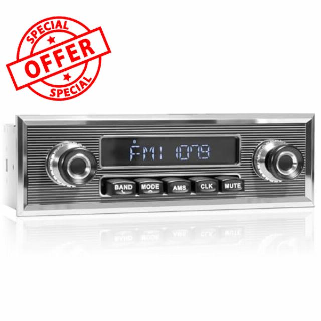 Bluetooth Retro Radio for Classic Vehicles: Single DIN Vintage Stereo for Car - AM FM Tuner USB AUX Input Subwoofer RCA Outpu